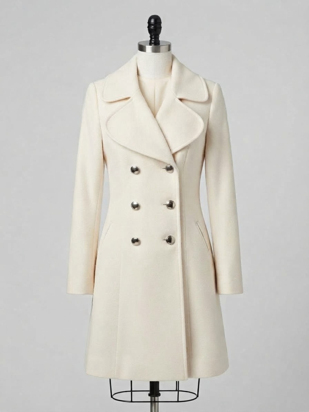 Jessica Simpson Cream Wool Blend Double Breasted Pea Coat Size Medium